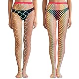 Coume 2 Pcs Rainbow Fishnet Stockings for Women Stretch LGBTQ Accessories Gay Pride Gifts High Waist Tights Fishnet Stockings Thigh High Pantyhose