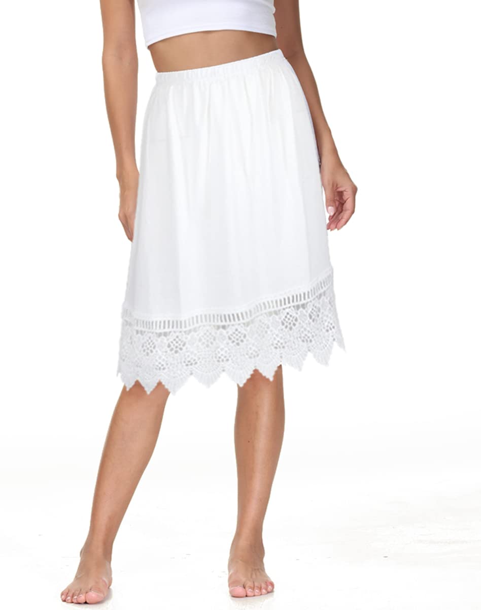 Vanrose Jan Skirt Extender for Women Knee Length Lace Trim Layering Underskirt Half Slip S-5XL