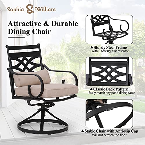 Sophia & William 5 Piece Patio Dining Set With 4 Swivel Dining Chairs And Round Dining Table, Umbrella Hole: 1.57" #TOP2