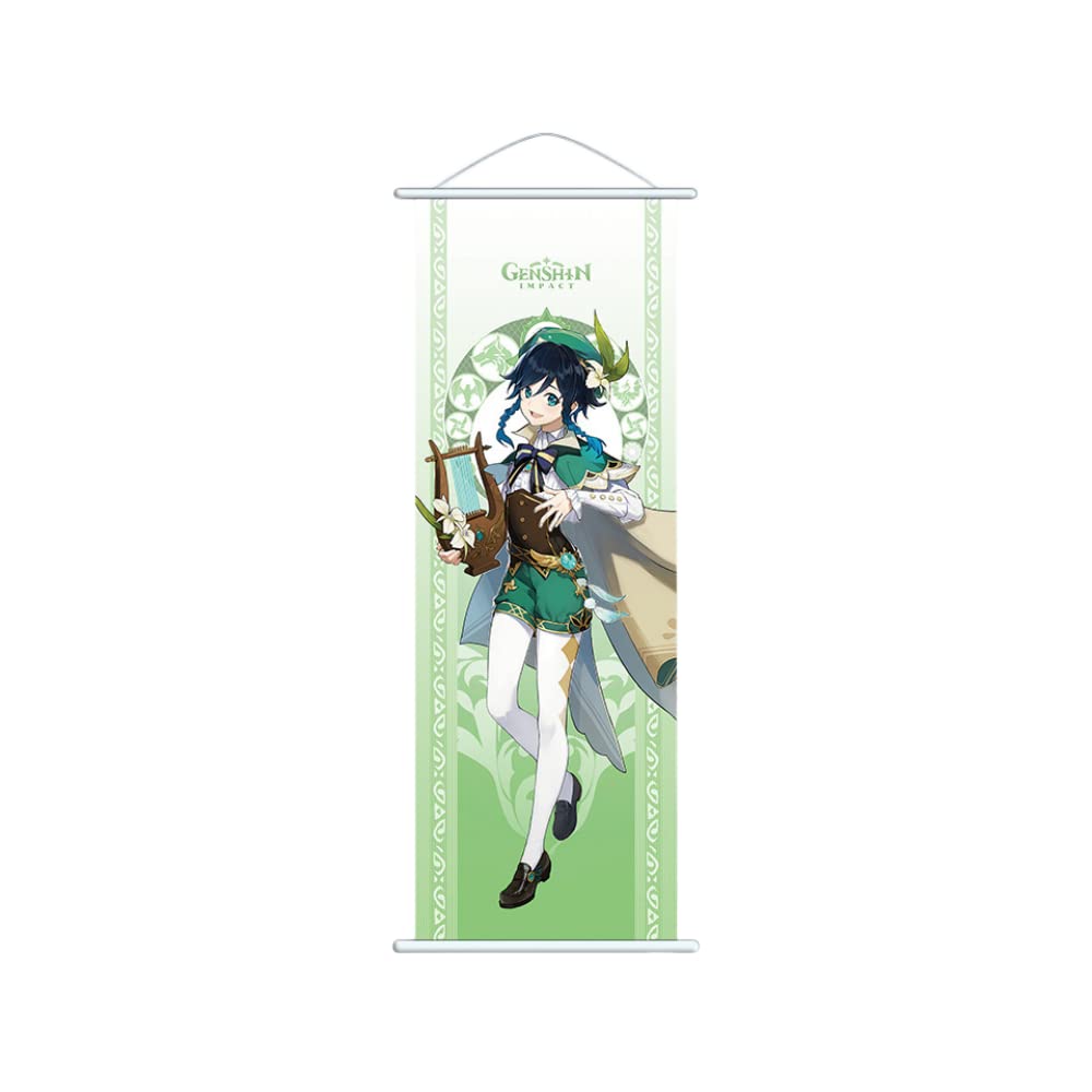 Hanaiette Venti 1Pc Genshin Impact Hanging Painting Silk Cloth Poster Engraved Scroll Animation Peripheral For Game Lover (Venti)