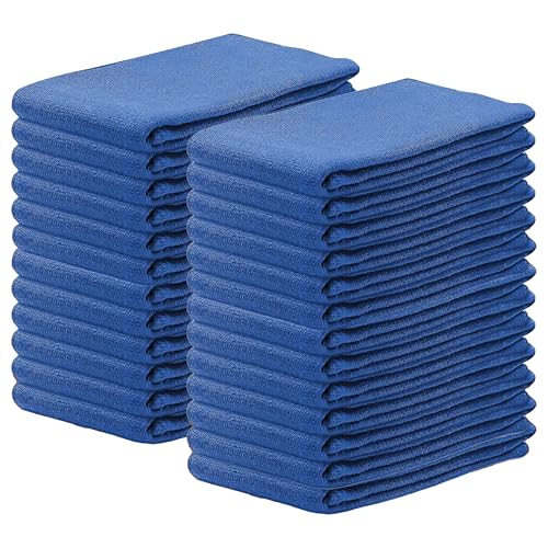 SupremePlus Blue Huck Towels - (Pack of 25) Shop Bulk Cleaning Towel Multipurpose for Window Glass Mechanic Garage & Commercial 100% Cotton Pre-Washed Absorbent Cloths 15x 25 Size