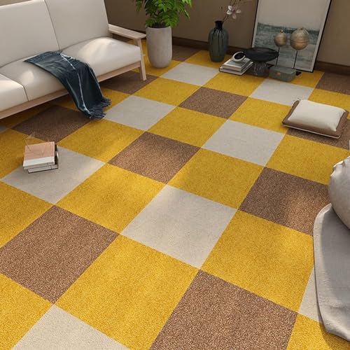 ELzEy Losetas de Alfombra Autoadhesivas Que se pelan y pegan, losetas de Alfombra Autoadhesivas, Alfombrillas de Interior Coloridas, Antideslizantes, Suaves, duraderas, 1 Unidad(Giallo)