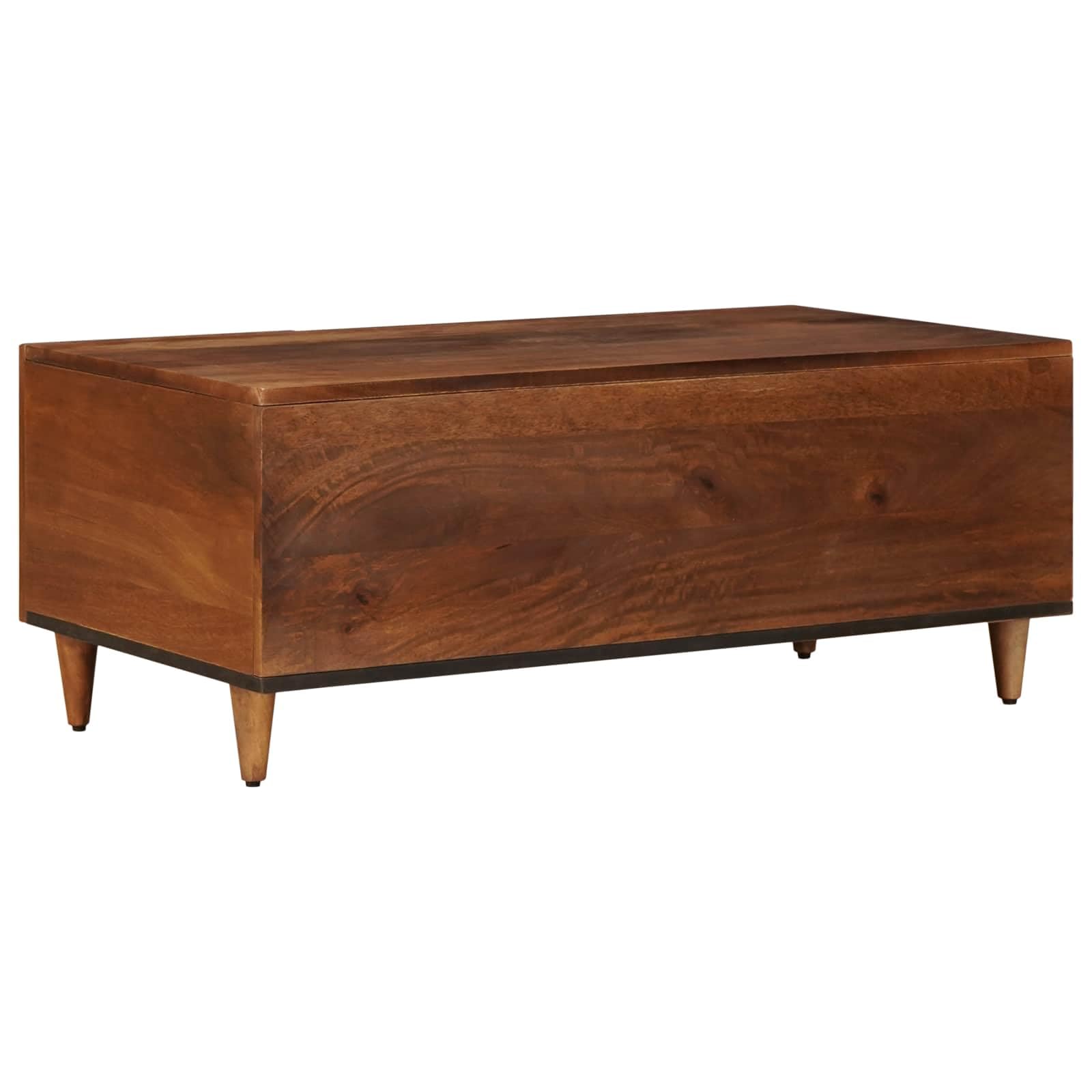 Stolik kawowy z litego drewna mango, brązowy, 100 x 54 x 40 cm, z miejscem do przechowywania, zawiasy drzwiowe, wszechstronny, trwały, nowoczesny design, idealny do salonu, stolika