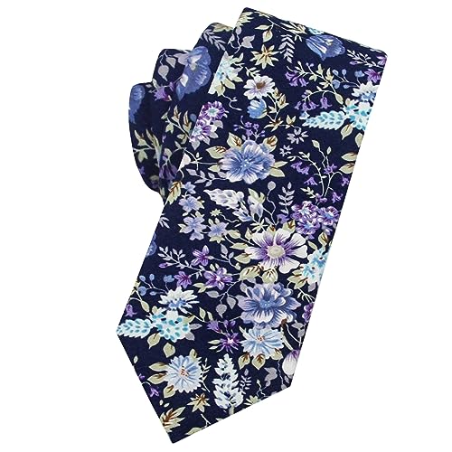 Image of Mantieqingway Floral Ties for Men Skinny Cotton Tie Flower Necktie