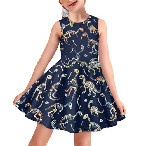 Girls Sleeveless Casual Twirl Dresses Cute Printed Round Neck Summer Dress for Travel2