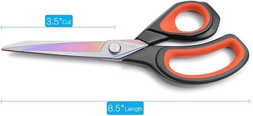 Vista 16 de LIVINGO Tijeras de tela de alta calidad de 8.5 pulgadas, revestimiento de titanio multiusos resistente, acero inoxidable forjado, tijeras de costura