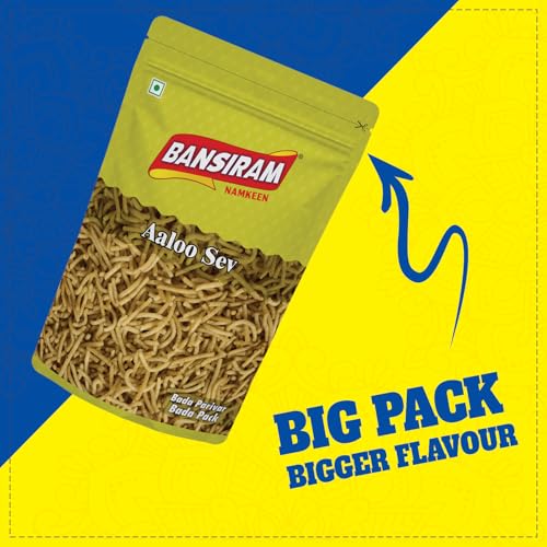 Image of Bansiram Aloo Sev | Authentic Indian Aloo Bhujia Namkeen | Crispy & Light Potato Snack | Delicious Spiced Ready-to-Eat Savory Snack | Perfect for Tea Time, Travel & Anytime Munching | 375g Pack