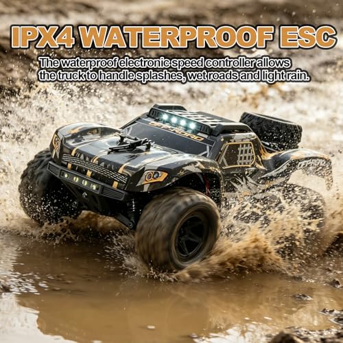 40 KM/H High Speed 1:18 RC Truck, 4WD Off Road Remote Control Car with Metal Drivetrain, Dual 1500mAh Batteries, 2.4GHz All Terrain RC Car with LED Lights & Waterproof ESC for Kids Teens Adults - Thumbnail 6