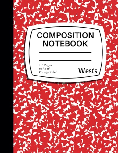 Composition Notebook College Ruled: Red Marble Composition Book - Red Notebook Journal for School, College, University, Work, Office Supplies - 8.5