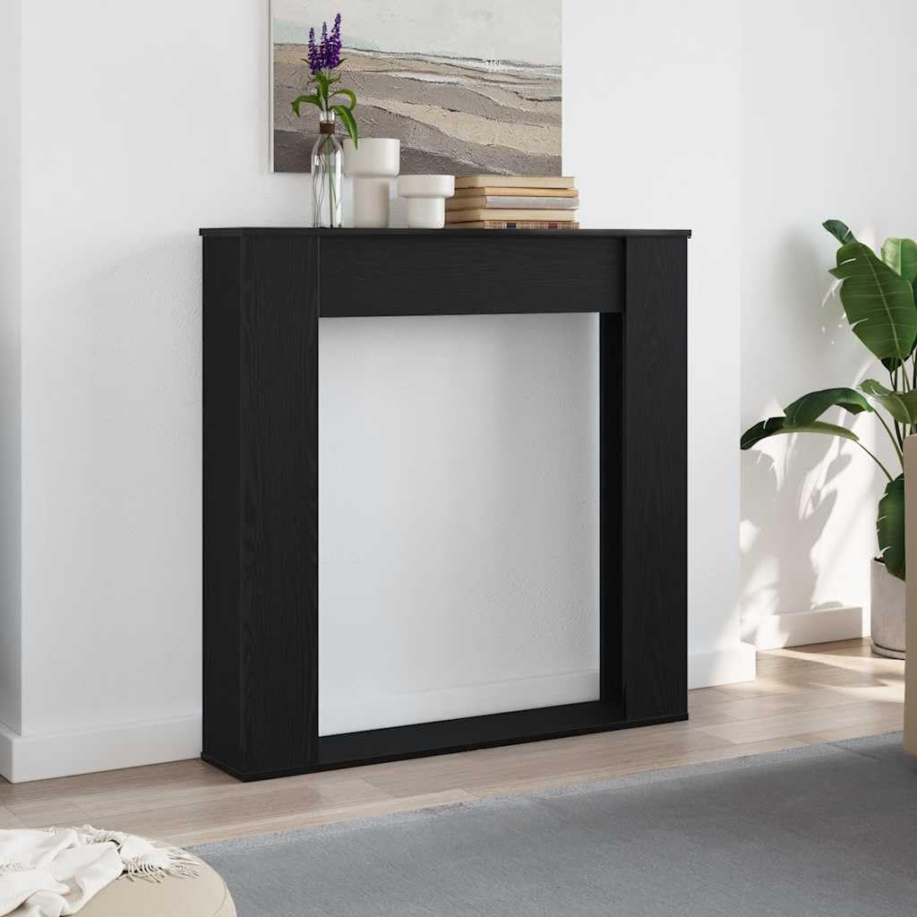 Kaminumrandung Schwarz Eichen-Optik Holzwerkstoff 100x20x100 cm Kaminsims Kaminzubehör Ofenzubehör für Wohnzimmer Haus Sicherheit und Dekoration