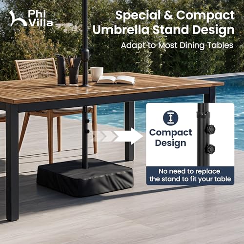 Image of PHI VILLA 15ft Large Outdoor Patio Umbrella with Base Included, Cyan