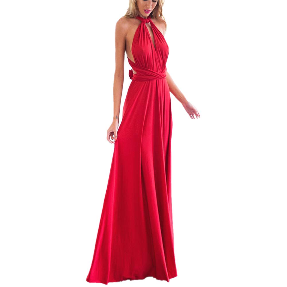 IWEMEK Vestido de Fiesta de Mujer de Dama de Honor Transformer/Infinity Sin Mangas Maxi Largo Vestidos de Cóctel Piso-Longitud/Hi-lo Multi-Way Dresses XS-XL