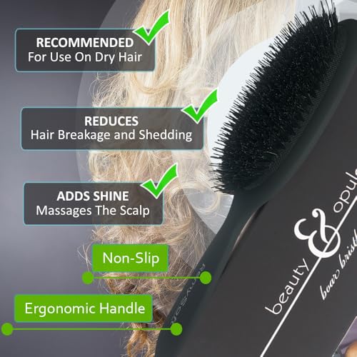 RemySoft Beauty & Opulence Boar Bristle Brush - Safe For Hair Extensions, Weaves and Wigs