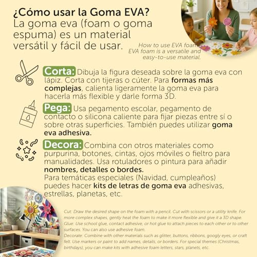 Miniatura 7 de M-Office Goma Eva De Purpurina Para Manualidades, Goma Espuma De Colores Para Proyectos Creativos, Ideales Para Artes Y Manualidades, Uso Escolar O Profesional 40x60cm Oro Claro Purpurina, 5 Uds