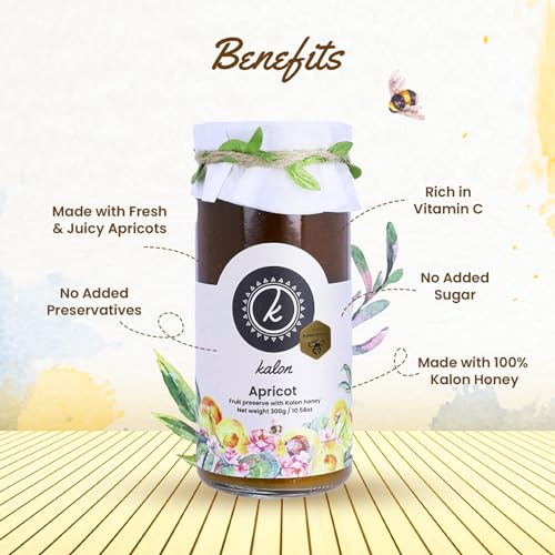 Image of KALON 100% Natural Apricot Preserved Honey | No Added Sugar and Preservatives - 300 gm