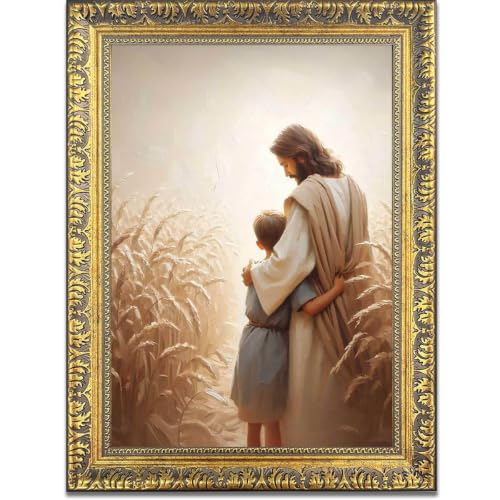 Soft Warm Figure Embracing Child In Wheat Field Poster Vintage