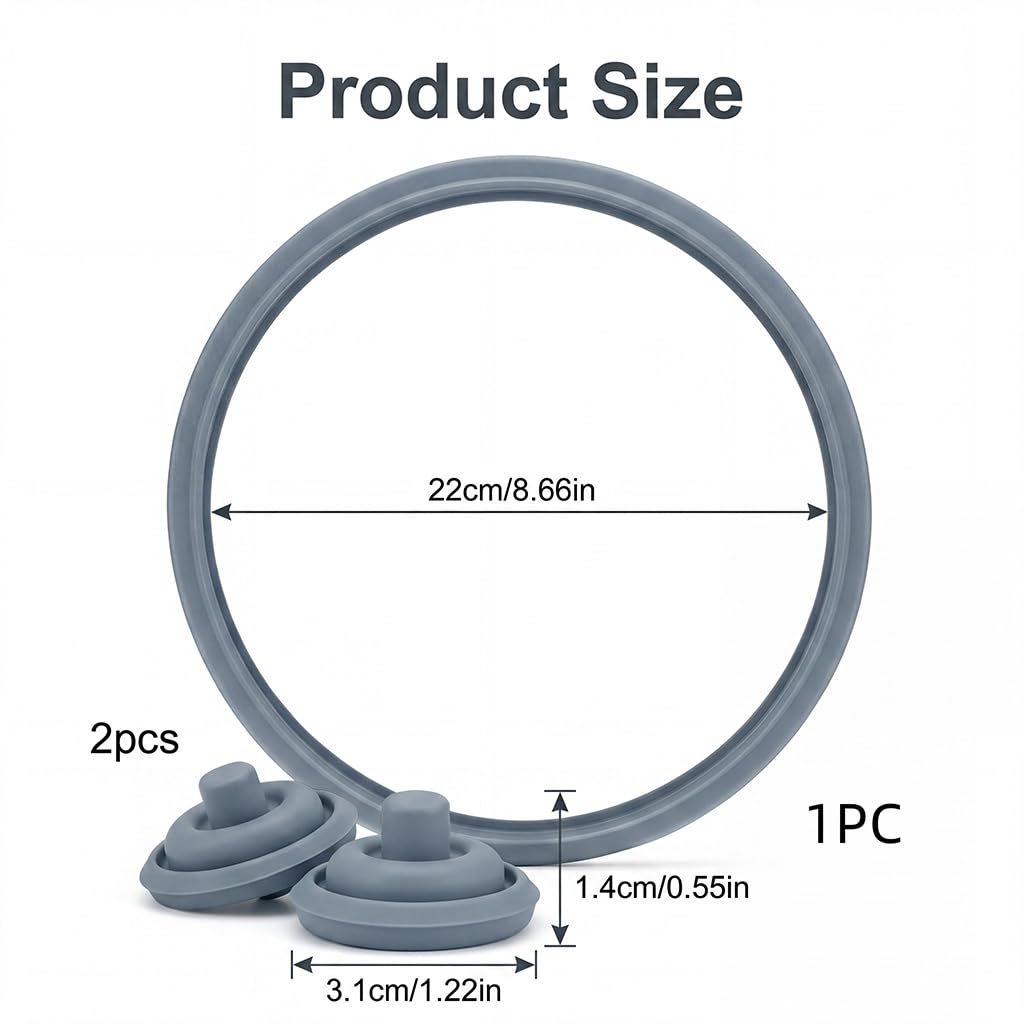 Junta de Goma Olla WMF Perfect y Perfect Plus Ø22 con 2 Válvulas Repuestos Silit Sicomatic 3L 4,5L 6,5L 8,5L