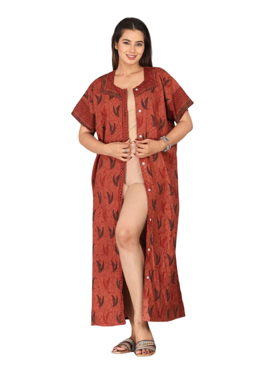 Shakti Enterpries Cotton Night Gown for Women — Premium Printed Stylish Long Cotton Nighty | Comfortable & Fancy Sleepwear, Nightwear, Maxi-image-26
