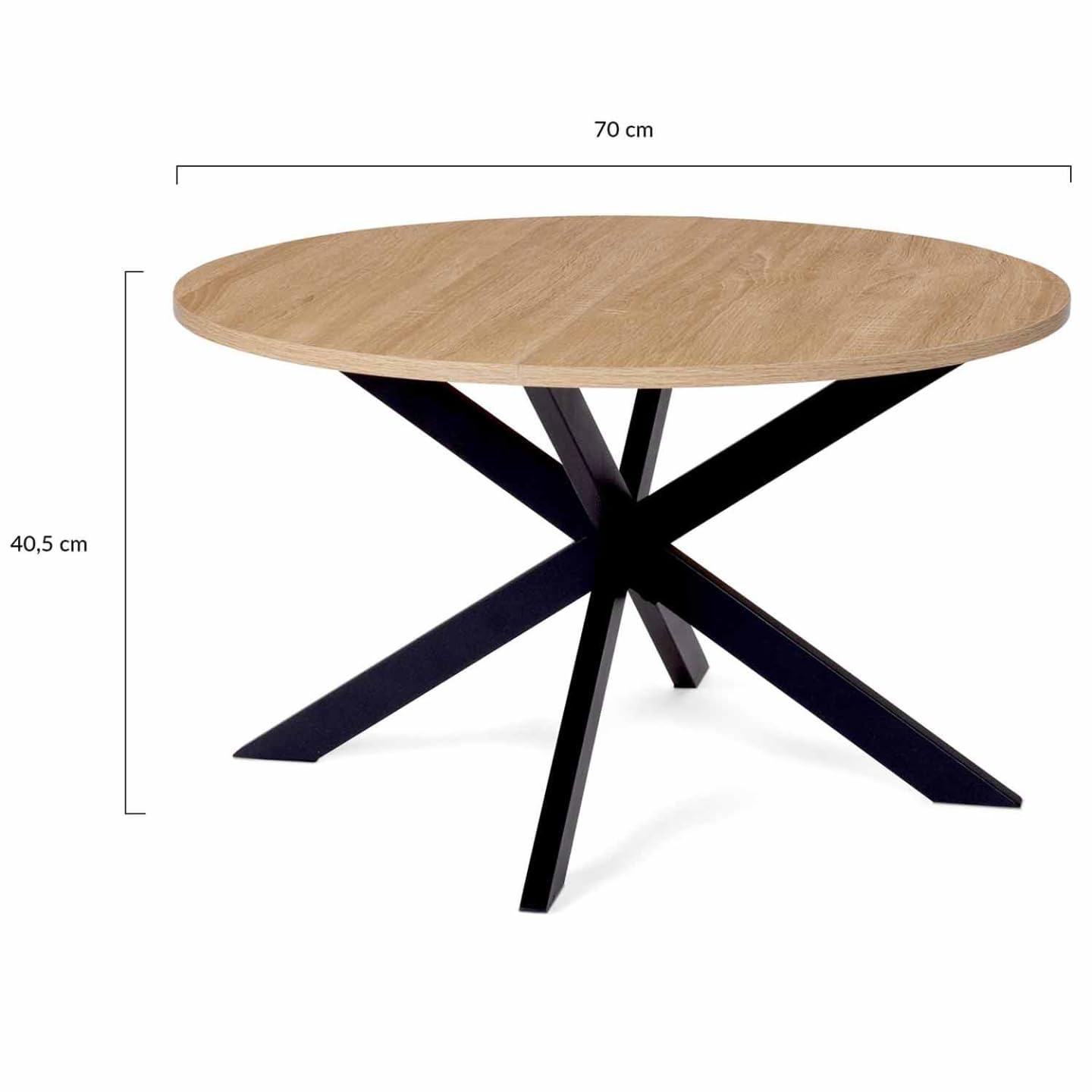 IDMarket – Mesa Baja Redonda Alix Pie araña 70 cm Madera y Negro