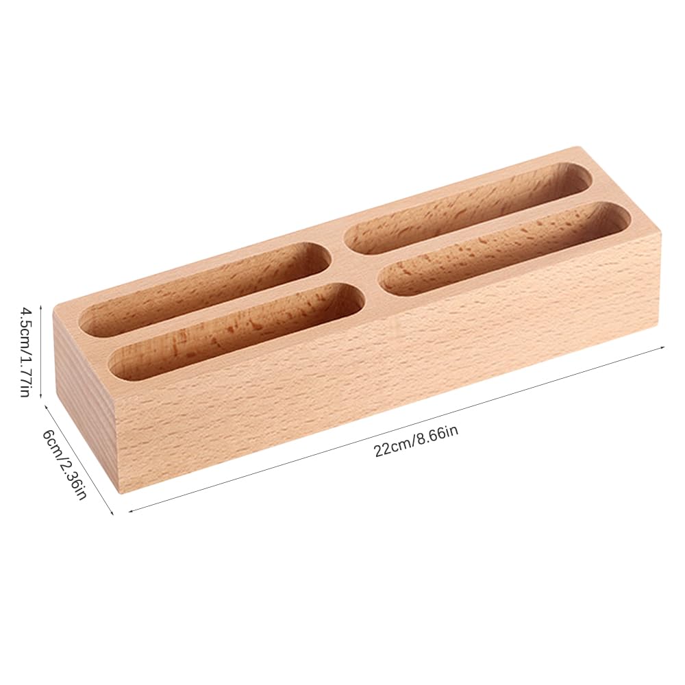 RoxNvm Porte-Cartes De Visite 3 Niveaux En Bois Massif Hêtre – Présentoir Élégant Et Créatif Pour Bureau, Réception, Maison Ou Salon Professionnel