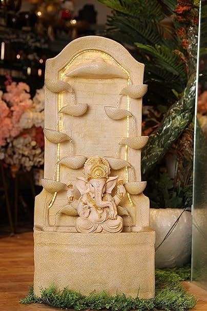 Shawshank Resin, Fiberglass Water Fountain 44 Inch Long Diya Ganesh Fiber Water Fountain for Indoor Living Room Home Decor Garden Patio Deck Porch with Water Pump-picture-3