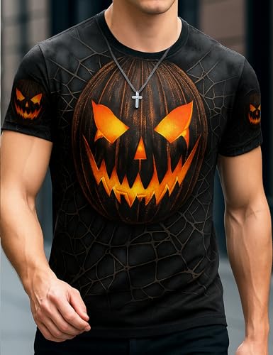 Men Shirts Halloween Spooky Season Graphic Tshirts Funny Short Sleeve Tee Top4