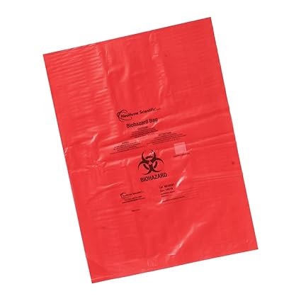 Heathrow Scientific HS10320 Biohazard Disposable Bag, 8