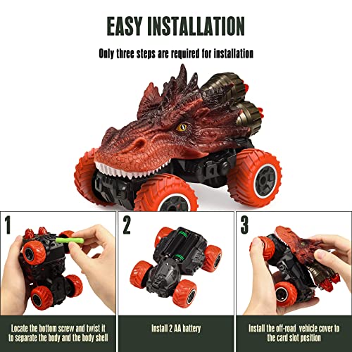 Dinosaur Toys For 3-5 Year Old, Mini Remote Control Car For Boys 4-7, Monster Trucks For Boys 3 Years, Race Cars For Kids Ages 3-5, 4-Channel Off-Road Monster Car,Toys For 3 4 5 6 7 Years Old Gifts #TOP3