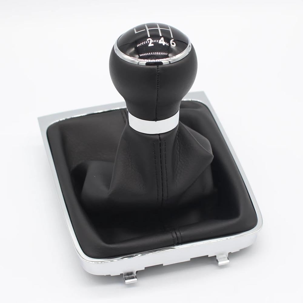 Ydxherta Leather 6 Speed For Passat B6 2005-2012 5 6 Speed Manual Gear Shift Knob Lever Stick Shifter Gaiter Boot Cover Leather Auto Parts(Leather 6 Speed)