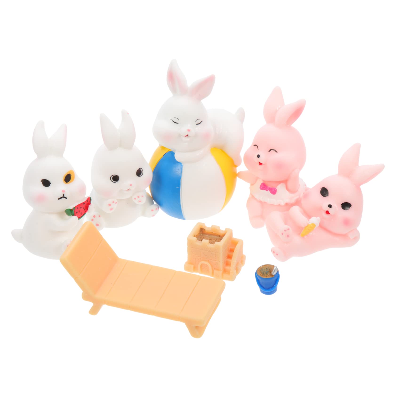 STOBOK STK Strandhase Mini-gartenfiguren Gartenschmuck Osterhasen-Statue Kaninchenfiguren Hase-Kaninchen- Osterhasenfigur Heimzubehör Mini-tierfigur Feenstatue Harz Zylinder Feder