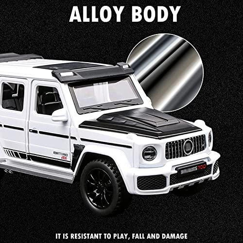 Image of DEOXY Die-cast 1:32 Brabus Model Car Toy for Kids Metal Car Alloy Pull Back with Friction Powered Openable Doors & Light, Music Boys Gifts for Kids (White)