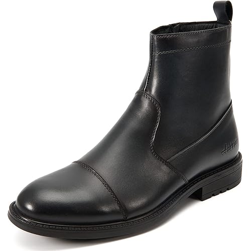 Men's Chelsea Boots Mid High Top Leather Slip On Ankle Boot Casual Shoes for Men