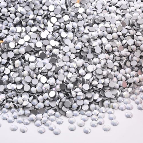 Image of 2880pcs Glass Flatback Rhinestones for Nail Art Crafts, Multi-Size Round Crystal Gems for DIY Decoration 2-4.8mm SS6-20 Starlight White