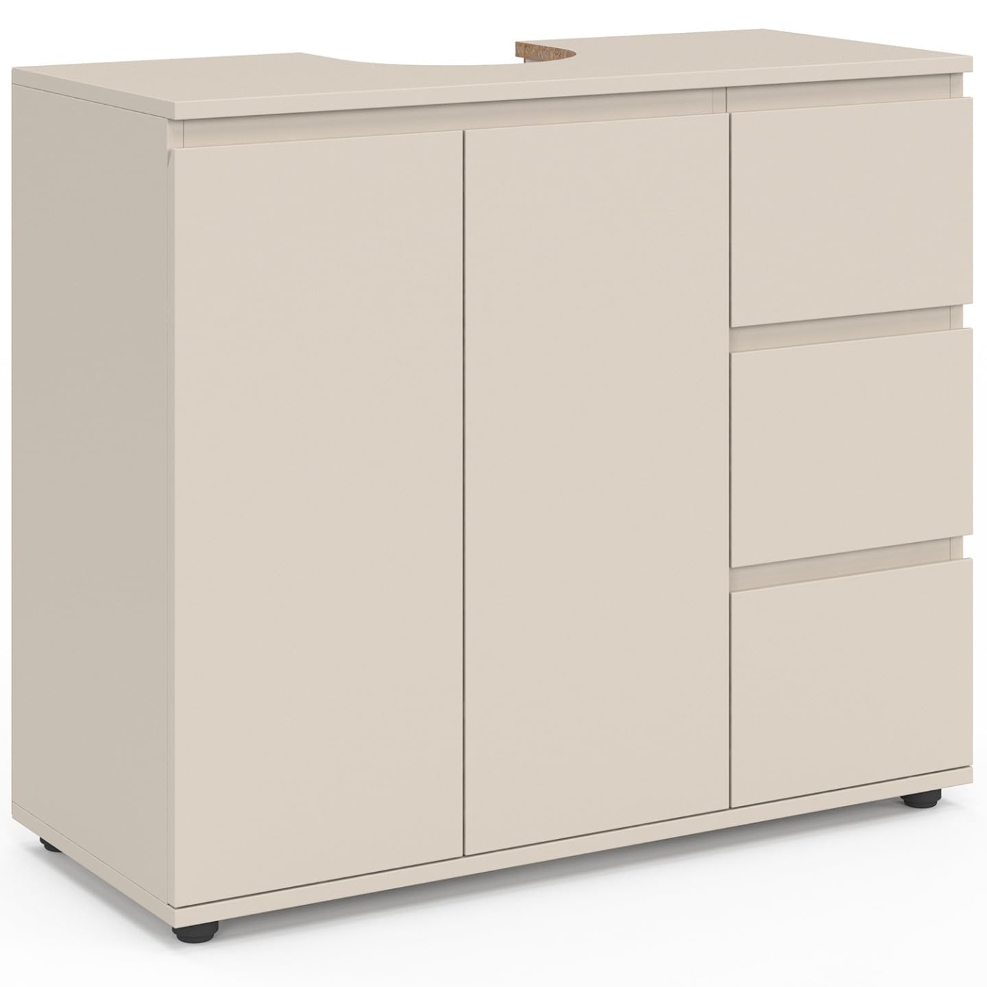 IDMarket TOMI - Mueble bajo lavabo con armario y 3 cajones, color beige