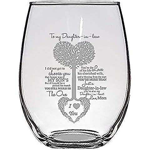 Hat Shark To My Daughter-in-Law Tree Heart Rainbow Sweet Sayings Mother's Day - Laser Engraved Stemless Wine Glasses Cover
