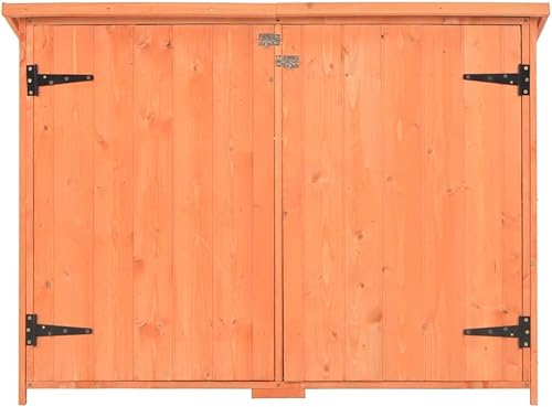 Miniatura 4 de Armario de almacenamiento al aire libre con puertas dobles y estantes, cobertizo de almacenamiento con tapa abierta, cobertizo de almacenamiento
