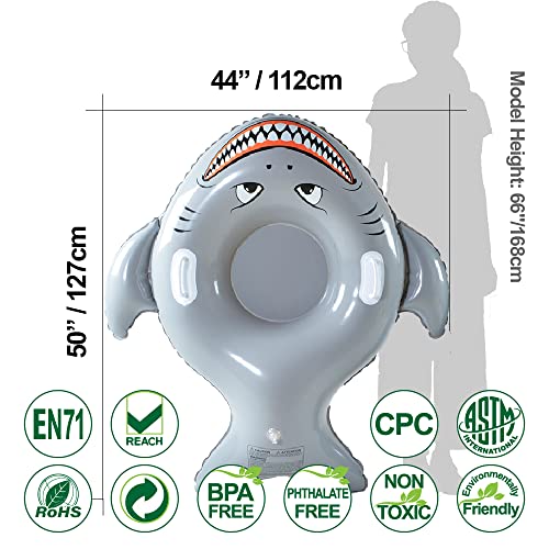 Xflated Meg Snow Tube, Inflatable Snow Tube Sled Heavy Duty, Shark Snow Sled For Kids, Inflatable Shark With Handler, 50 Inches #TOP2