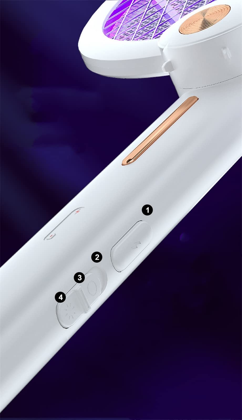 FAXIOAWA Tapette à Mouche électrique, Tapette à Moustique électrique 3000 V Tueur de Mouches, Pliable, Rechargeable par USB, pour intérieur et extérieur,C-Blanc