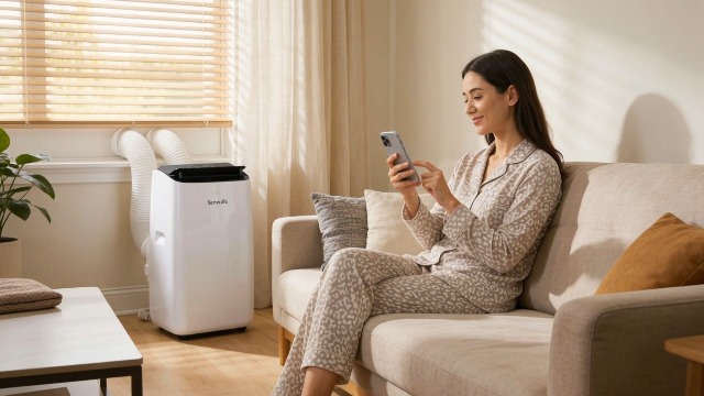 Image of SereneLife 16,000 BTU Inverter Portable Air Conditioner with Dehumidifier, Heat, & Fan | Dual Hose, Wi-Fi Enabled Portable AC Unit | Compact Standing Air Conditioner with Window Kit