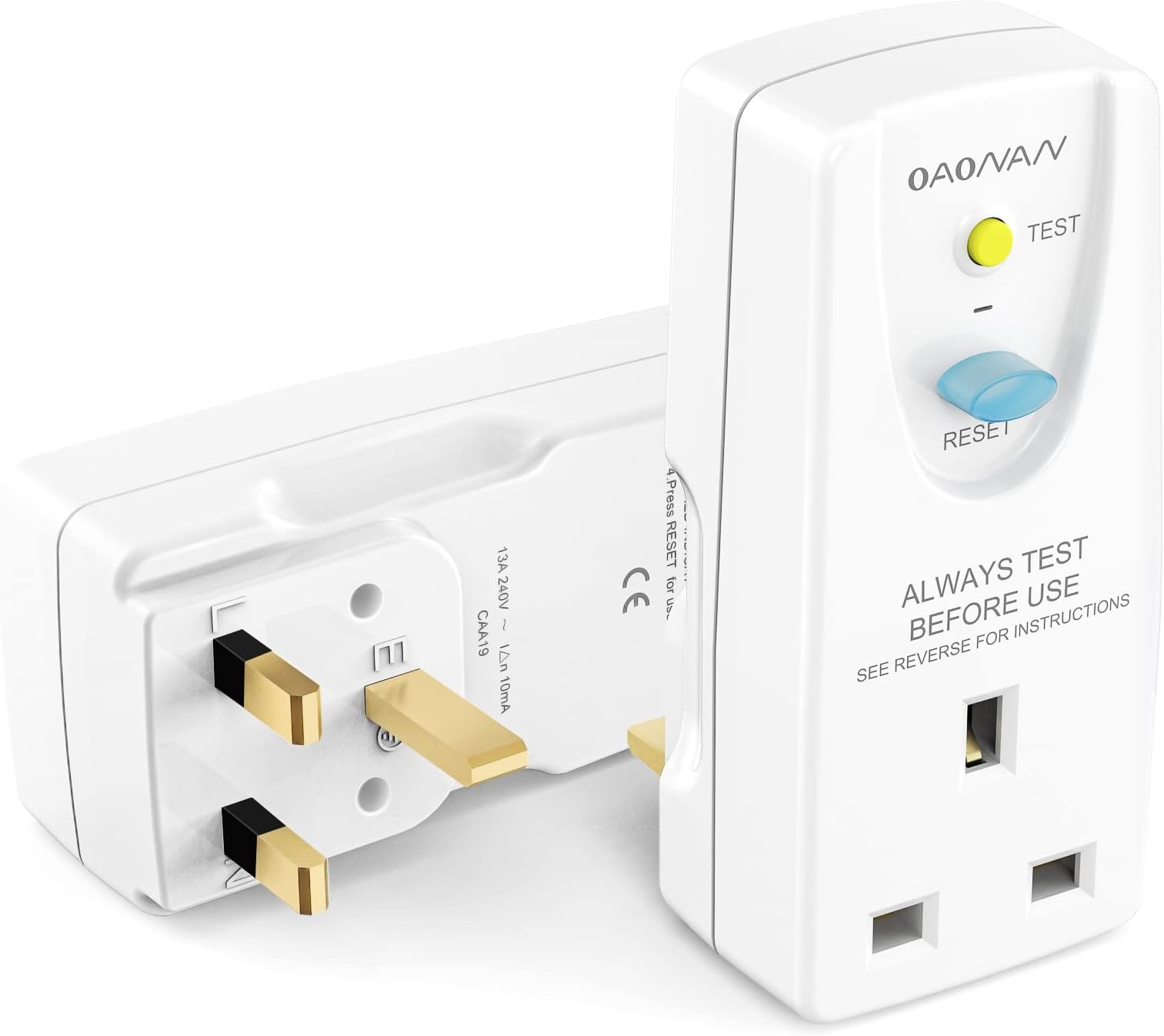 RCD Plug Safety RCD Adaptor, 5 Years Warranty, UK British Standard with Circuit Breaker Safety Protection for Pool Pump, Power Pressure Washer, Air Conditioner, Hair Dryer, Power Tools