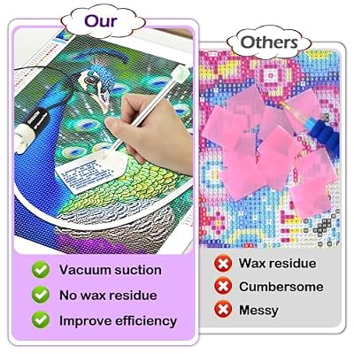GUSUCIN Electric Diamond Art Painting Pen Adjustable Suction Vacuum Diamond Painting Tool with Triple Tips, No-Wax Needed, USB Powered, for Adults Diamond Art Kits and Accessories (Black)