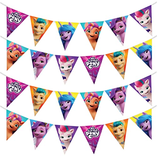 Treasures Gifted Officially Licensed My Little Pony Birthday Pennants 2 Pack - Triangle Birthday Pennants Banners - My Little Pony Birthday Party Supplies - My Little Pony Party Decorations for Walls