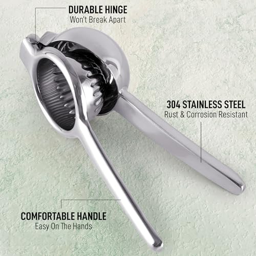 Image of Zulay Kitchen Extra Large Lemon Squeezer Stainless Steel - Easy Squeeze Heavy Duty Lemon Juicer Hand Press - Ergonomic Citrus Squeezer & Fruit Juicer for Small Oranges, Lemons, & Limes - Silver