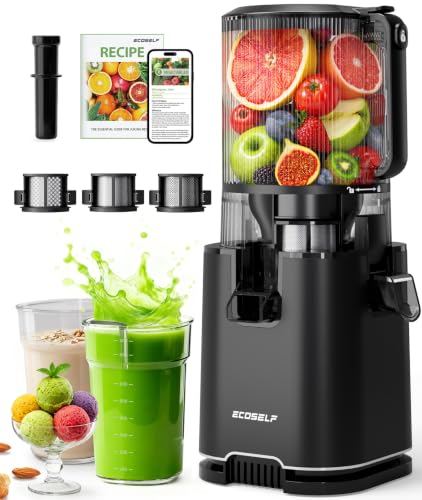 ECOSELF 3-in-1 Cold Press Juicer Machines, 6.0 Feed Chute, 100oz Capacity