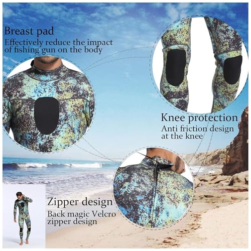 Roupa de mergulho masculina 3 mm camuflagem neoprene mergulho unissex peça única esporte pele caça s