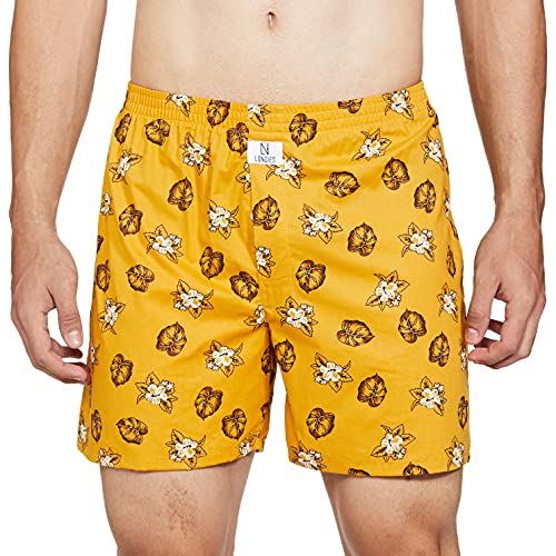 Image of Longies Pure Cotton Mens Boxers Pack of 3 Regular Shorts (LGBOXPO3V003 Blue,Yellow,Black3369 M)