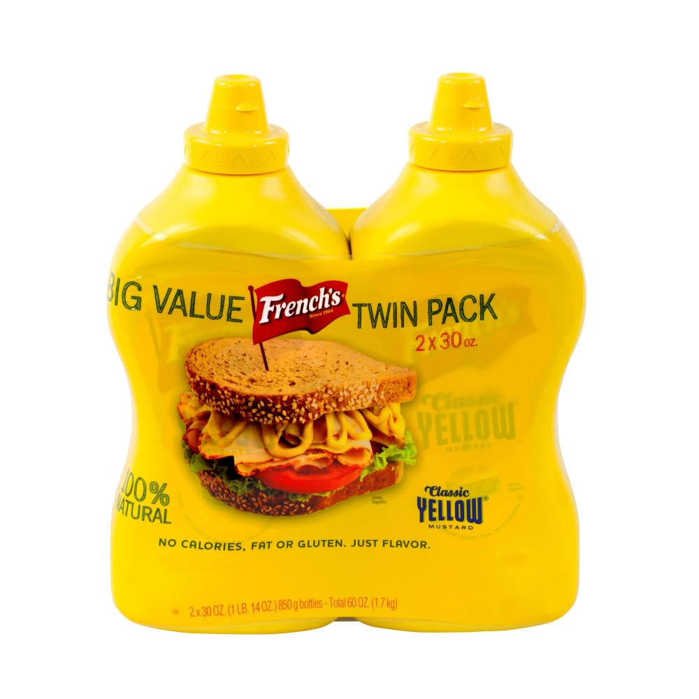 French's Classic 100% Natural Yellow Mustard Pack of 2 30 oz Bottles