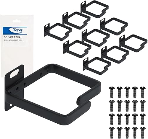 Miniatura 10 de ICC Anillo de organización de cables metálicos de 1.70 pulgadas, vertical, montaje en rack o pared, paquete de 10 – Organizador de cables para
