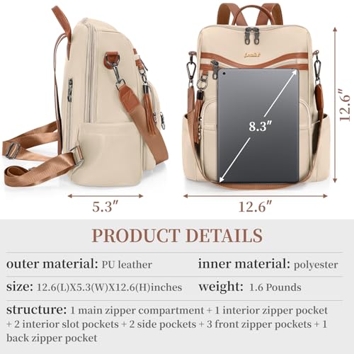 Image of PU Leather Backpack Purse for Women Travel Convertible Shoulder Tassel Bag Ladies Work Travel Handbags