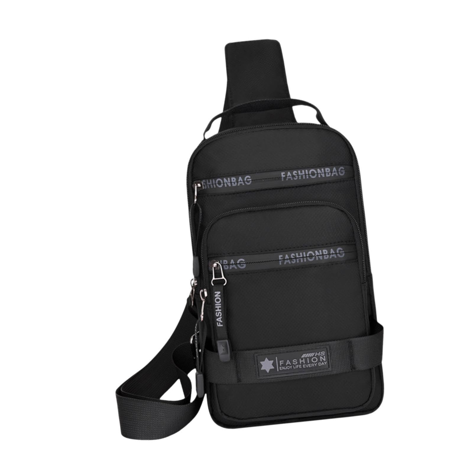 MYADDICTION Men Crossbody Bag Hiking Work Casual Portable Traveling Waterproof Chest Bag Black | Backpacks, Bags & Briefcases-image-20